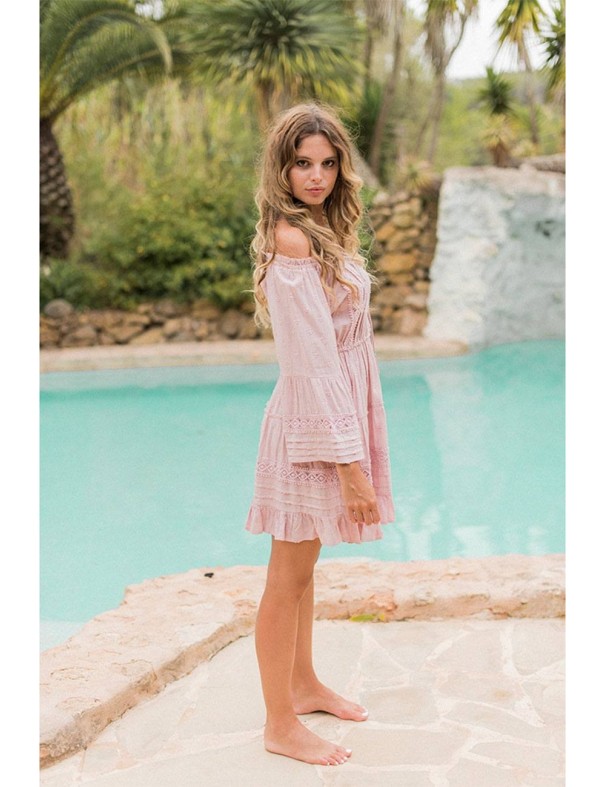 Vestido Aroa Rosa Corto Boho Piti Cuiti PITI CUITI - Lola Lolica